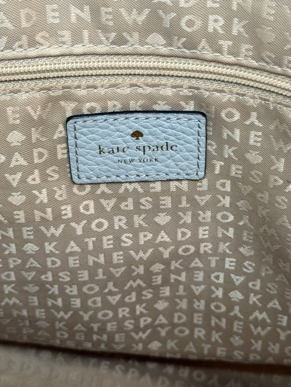 Kate Spade Teegan Berkshire Road Dove Gray Pebbled Leather Satchel Tote.